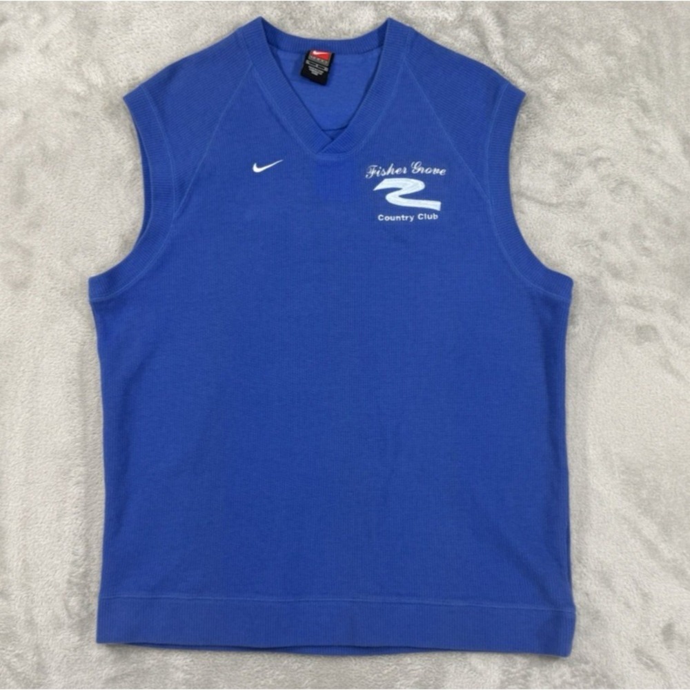 Vintage 90s Nike Vest‎ Mens L Golf Knit Sweater Embroidered Swoosh Country Club